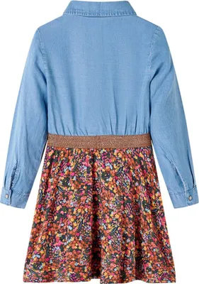 Produktbild von vidaXL Kinderkleid mit Langen Ärmeln Marineblau und Jeansblau 104