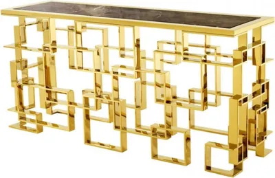 Zdjęcie produktu dla Casa Padrino Art Deco luksusowa konsola stal nierdzewna / złote wykończenie z marmurowym blatem 150 x 60 x h. 77 cm - konsola - konsola sekretarska - stolik telefoniczny - meble hotelowe