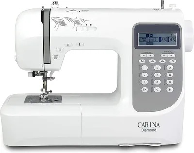 Produktbild von Computer-Nähmaschine, Weiß-Grau – Nähmaschine – Computergesteuerte Nähmaschine – Elektronische Nähmaschine