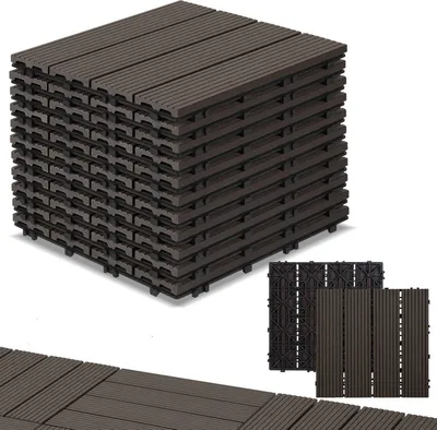 Produktbild von Aopunly 22er Set Klickfliesen WPC-Terrassendielen 30x30 cm Dunkelbraun, Holzdielenoptik mit klicksystem