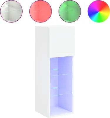 Produktbild von vidaXL TV-Schrank mit LED-Leuchten Weiß 30,5x30x90 cm