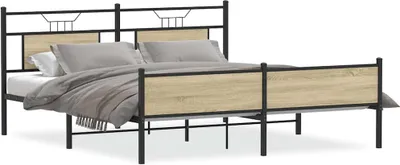 Produktbild von vidaXL Metallbett ohne Matratze Sonoma-Eiche 180x200 cm
