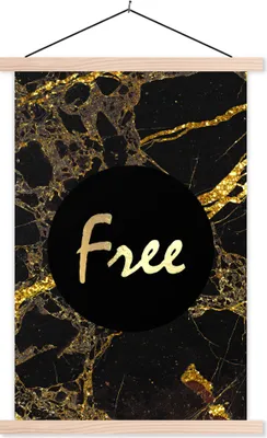 Produktbild von MuchoWow® Textilposter Zitate -  - Gold - Marmor 60x90 cm mit holzfarbenen Rahmen - Textil