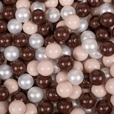 Obrázek produktu pro KiddyMoon 50 míčků/7cm-2,75in Měkké plastové míčky na hraní pro děti Barevné Certifikováno Vyrobeno v EU, pastelově béžová/hnědá/perleťová barva