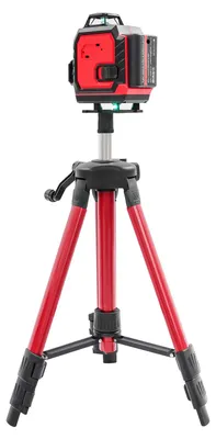 Obrázok produktu pre Laserová vodováha – 16-liniový laser – Vertikálne a horizontálne línie – Dosah 10 m – Presnosť ±1 mm na 5 m – Statív a lítium-iónová batéria – Červená