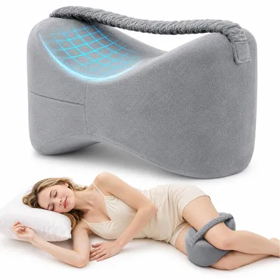 Produktbild von Kniekissen für orthopädisches Schlafen, aus Memory-Schaum, mit abnehmbarem, waschbarem Bezug, 25,5 cm x 18 cm x 18 cm