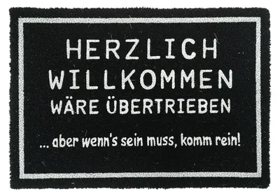 Kokos-Deurmat 60x40 cm mit Willkommenstext, Antirutsch, Schwarz