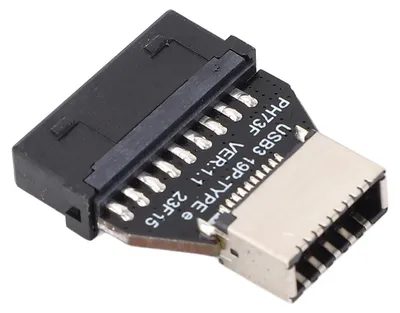 Image de Adaptateur USB 3.0 19 broches/20 broches vers Type E à 180 degrés, convertisseur de connecteur USB Type E 10 Gbps avec port Type C en façade pour carte mère d'ordinateur