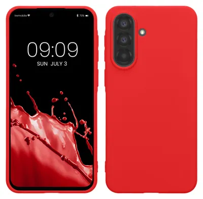 Produktbild von kwmobile Hülle für Samsung Galaxy A37 5G TPU Case - Handyhülle unterstützt kabelloses Laden, flexible Schutzhülle, gummiertes Cover in Klassisch Rot