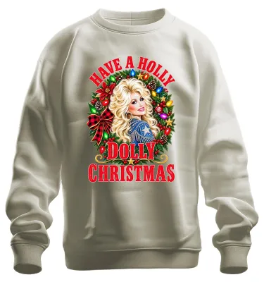 Produktbild von Have A Holly Dolly Christmas Country Musik Parton Sängerin Sweatshirt Pullover, Natur, 3XL