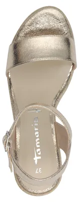 Produktbild von Tamaris Damen Sandalette Espadrilles mit Keilabsatz in Bastoptik 1-28300-42, Größe:39 EU, Farbe:Gold