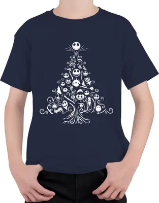 Produktbild von Nightmare before Christmas Weihnachtsbaum - Weihnachten Weihnachtsgeschenk Uni Kinder T-Shirt, Navy, 128
