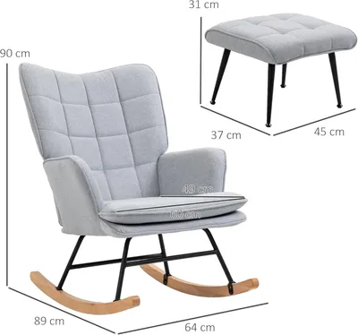Obrázek produktu pro Houpací křeslo - Pohovka - Relaxační křeslo - Houpací pohovka - Světlě šedá barva - Potah s vzhledem lnu