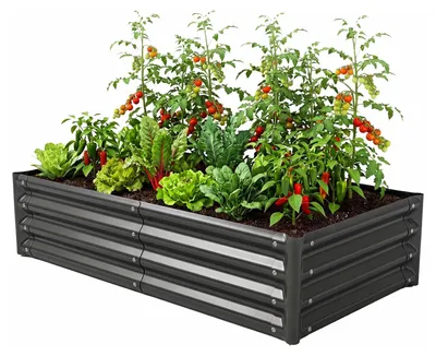 Obrázok produktu pre KOMFOTTEU Vyvýšený záhon z pozinkovaného kovu, 123 x 64 x 29 cm