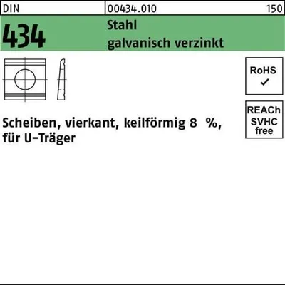 Produktbild von Reyher  U-Scheiben DIN434 St./ÜH 13,5 Zn Neig.8 (100 Stück)