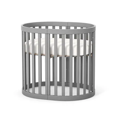 Produktbild von Veres Rom Ovales Babybett (90x70 cm), Erweiterungsset auf Bett (140x70 cm) + Matratze * Graphit