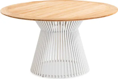Produktbild von Gartentisch Acorex rund 140x140x76 Tischplatte Teak Gestell Aluminium Ivory