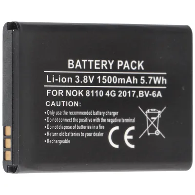 Produktbild von Akku passend für Nokia 8110 4G 2017, BV-6A Li-Ion 3,8 Volt 53,2 x 38,0 x 5,9mm