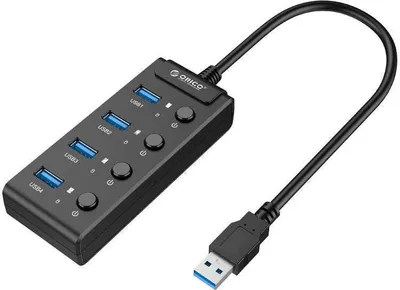 Produktbild von Orico Usb 3.0. hub mit Schalter, 4X Usb (Schwarz)