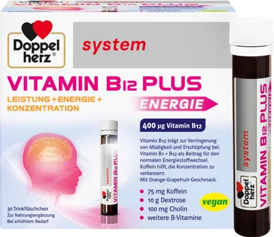 Produktbild von Doppelherz Vitamin B12 Plus system Trinkampullen 30X25 ml