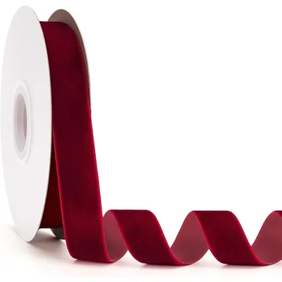 Produktbild von Samtband Dunkelrot 20 mm, 10 m, Hochwertiger Samt für Geschenkverpackung, Weihnachtsdekoration, Haarbänder