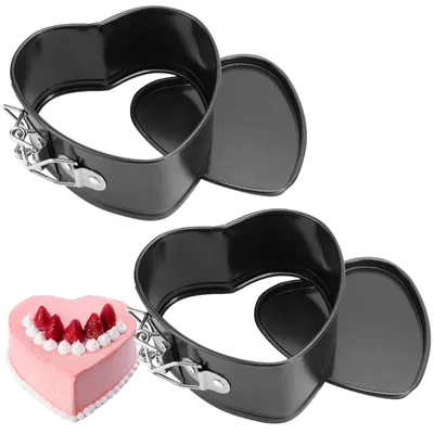 Produktbild von Mini Springform-Set 2 Stück, 11 cm herzförmige Backform mit Antihaftbeschichtung