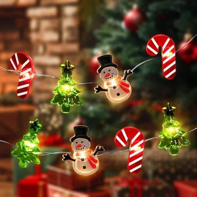 Immagine prodotto di Luci natalizie - 3 m, 30 LED, a forma di pupazzo di neve - Luci per l'albero di Natale - Alimentate a batteria - Decorazioni natalizie - Adatte sia per interni che per esterni, per l'albero di Natale, la camera da letto e le feste