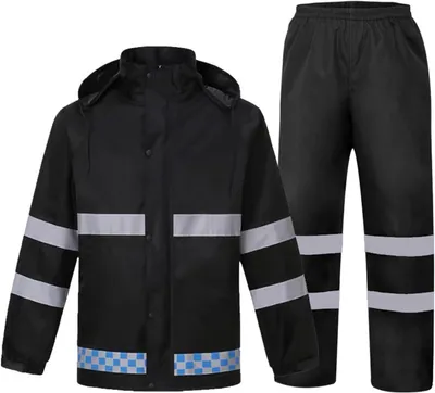 Productafbeelding van Regenpak voor heren - Regenpak met lange mouwen - Waterdicht - Elastische taille - Jack met capuchon - Regenkleding