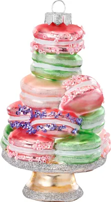 Produktbild von Christbaumschmuck Glas Macaronturm 14.5cm bunt