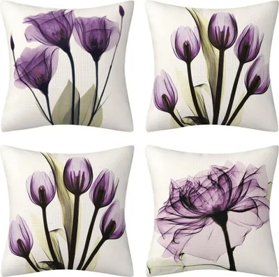 Immagine prodotto di Ruedong Set di federe in lino bianco 4 pezzi 45 x 45 cm