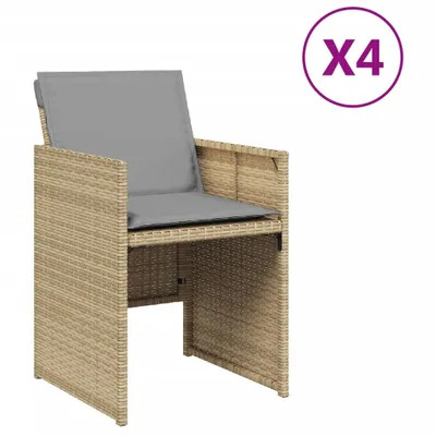 Produktbild von Gartenstühle mit Kissen 4 Stk. Beigemischung Poly Rattan