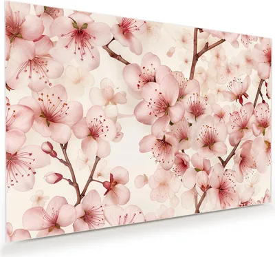 Produktbild von Glasbild 90x60cm in XXL für Wohnzimmer, Schlafzimmer Motiv Kirschblüten