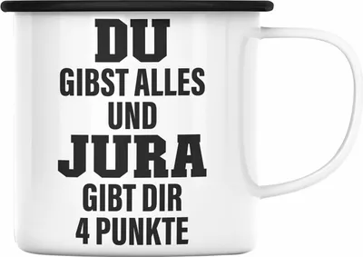 Produktbild von Trendation - Jura Geschenk Emaille Tasse mit Spruch für Jurist Juristin Geschenkideen Lustig für Staatsexamen (Schwarz)