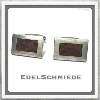 Produktbild von Edelschmiede925 Manschettenknöpfe Edelstahl mit Holzinlay - matt -