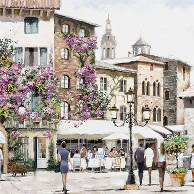Produktbild von Richard Macneil - Leinwanddruck "Sunshine Square", aus Holz PM11840 (60,5 cm x 60,5 cm x 4 cm) (Bunt)