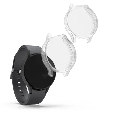 Produktbild von kwmobile 2x Schutzhülle kompatibel mit Samsung Galaxy Watch 4 (44mm) Hülle - Fullbody Cover Set aus Silikon - Transparent