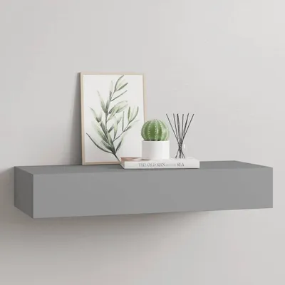 Produktbild von vidaXL Wandregal mit Schublade Grau 60x23,5x10 cm MDF