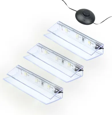 Image de kalb | Kit de clips d'éclairage LED pour bords de verre 3000K/5000K, transparent, Plug & Play, lot de 3, blanc froid
