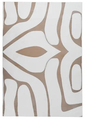 Obrázok produktu pre BELIANI, béžový koberec s bielym žakárovým vzorom, 160 x 230 cm, dlhý vlas, obdĺžnikový, moderný, vhodný do obývačky