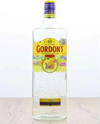 A bottle of Gordon's London Dry Gin is shown against a white background.