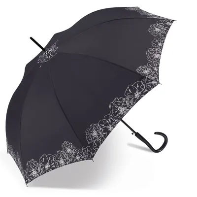 Produktbild von Pierre Cardin Damen Automatik Regenschirm Stockschirm Black & White Flower