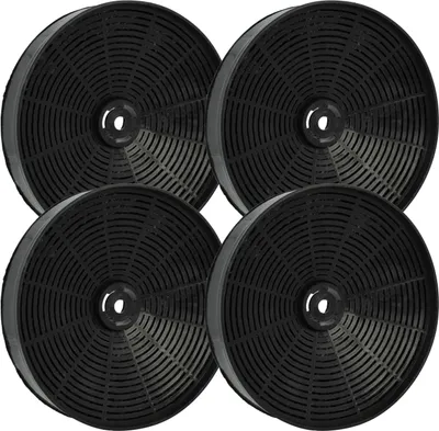 Four black circular charcoal filters arranged in a 2x2 grid.