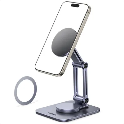 Produktbild von Magnetischer Handy Ständer 360° Verstellbar Aluminium Magsafe Handyhalterung mit Metallring für iPhone & Android