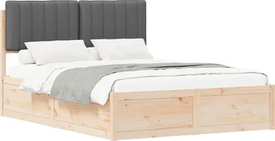 Immagine prodotto di Letto con Testiera Rivestita Grigio scuro 140 x 200 cm