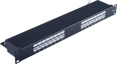 Produktbild von cat 6A 19" 1HE-Patchpanel, schwarz, 16 Port