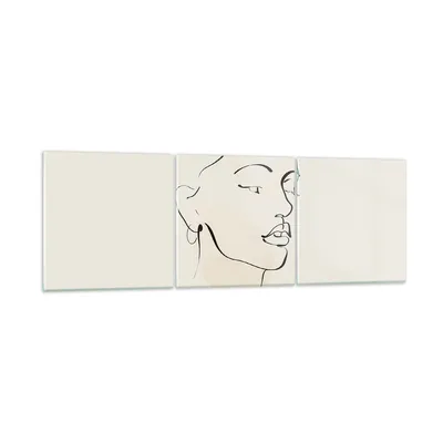 Produktbild von Bilder auf glas - 3 Teile - Frau Zeichnung Linie - 150x50cm - Glasbilder - Wandbilder - Bilder - zum Aufhängen bereit - Wanddekoration aus Glas - Glas Bilder - Wandbild auf Glas - GCA150x50-5046