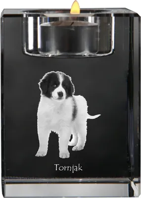 Produktbild von Tornjak, Bosnisch-herzegowinischer - kroatischer Schäferhund - Kerzenhalter mit Hundefoto, Teelichthalter aus Kristall, personalisiertes Geschenk der Marke Art-Dog