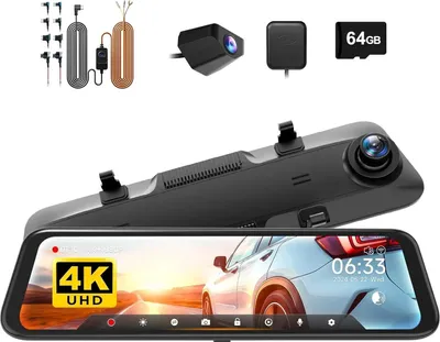 Obrázek produktu pro Dashcam, 4K video, duální objektiv, s hardwire kitem, 64 GB