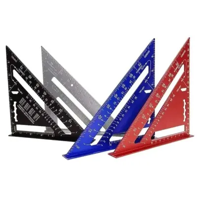 Produktbild von Winkeldreieck Anschlagwinkel Dreieck Tischler -Zimmermannswinkel 180 mm Winkeldreieck aus Aluminium 45° / 90°  rot