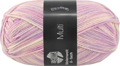 Produktbild von Lana Grossa Meilenweit 8-fach 150 g MULTI 8-fach Sockenwolle 315 m Farbe 9981 - Creme/Rosa/Zartgrau/Flieder